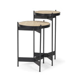 Wade Travertine Marble w/ Matte Black Metal End Tables from Mercana - Luna Furniture