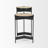 Wade Travertine Marble w/ Matte Black Metal End Tables from Mercana - Luna Furniture