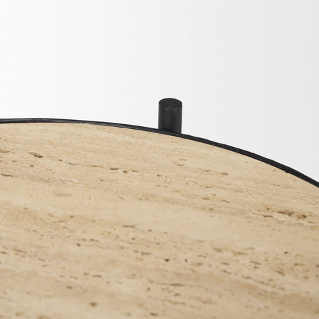 Wade Travertine Marble w/ Matte Black Metal End Tables from Mercana - Luna Furniture