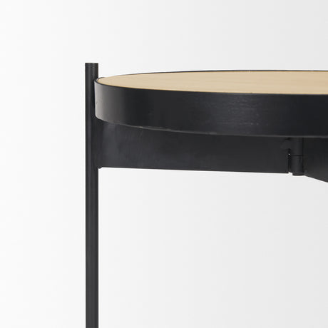 Wade Travertine Marble w/ Matte Black Metal End Tables from Mercana - Luna Furniture