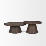 Takoda Dark Brown Wood Tapered Drum Nesting Coffee Tables from Mercana - Luna Furniture