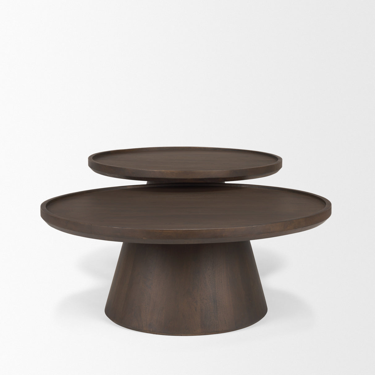 Takoda Dark Brown Wood Tapered Drum Nesting Coffee Tables from Mercana - Luna Furniture