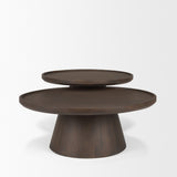 Takoda Dark Brown Wood Tapered Drum Nesting Coffee Tables from Mercana - Luna Furniture