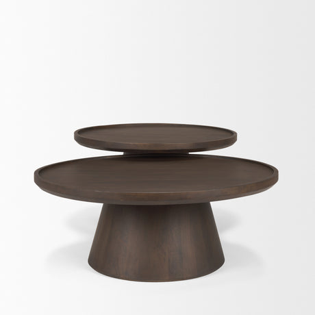 Takoda Dark Brown Wood Tapered Drum Nesting Coffee Tables from Mercana - Luna Furniture