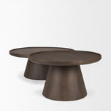 Takoda Dark Brown Wood Tapered Drum Nesting Coffee Tables from Mercana - Luna Furniture