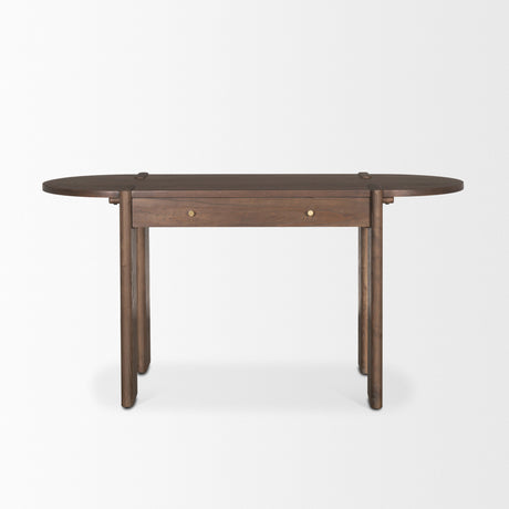 Sohan Dark Brown Elm Wood Oblong Desk from Mercana - Luna Furniture