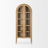 Callum Light Brown Elm Wood w/ Glass Doors Arched Curio Cabinet from Mercana - Luna Furniture