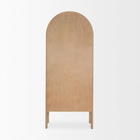 Callum Light Brown Elm Wood w/ Glass Doors Arched Curio Cabinet from Mercana - Luna Furniture