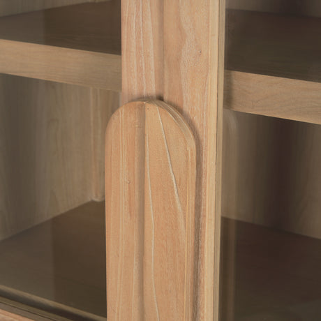 Callum Light Brown Elm Wood w/ Glass Doors Arched Curio Cabinet from Mercana - Luna Furniture