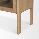 Callum Light Brown Elm Wood w/ Glass Doors Arched Curio Cabinet from Mercana - Luna Furniture