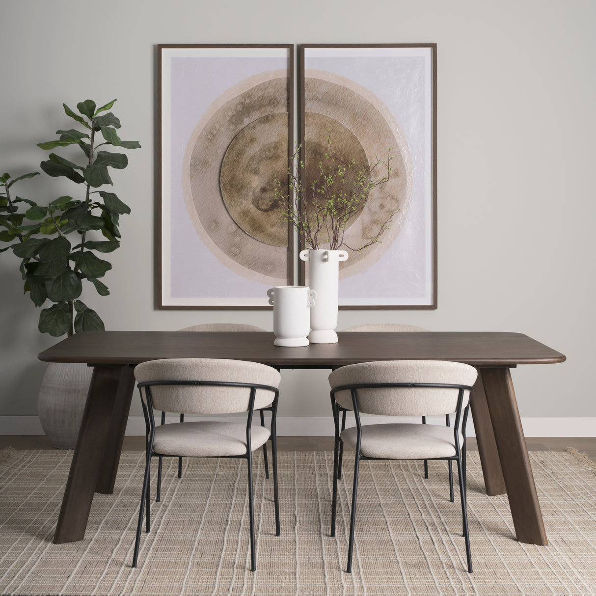 Carolyn Dining Chair w/ Oatmeal Fabric & Matte Black Metal, Set of 2 from Mercana - Luna Furniture