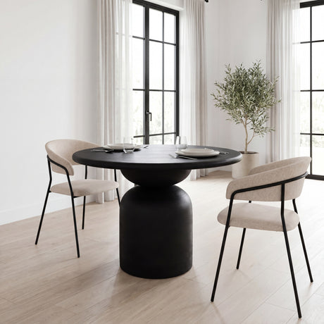 Carolyn Dining Chair w/ Oatmeal Fabric & Matte Black Metal, Set of 2 from Mercana - Luna Furniture