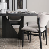 Tarro 84" Rectangular Textured Black Wood w/ Geometrical Base Dining Table from Mercana - Luna Furniture