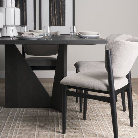 Tarro 84" Rectangular Textured Black Wood w/ Geometrical Base Dining Table from Mercana - Luna Furniture