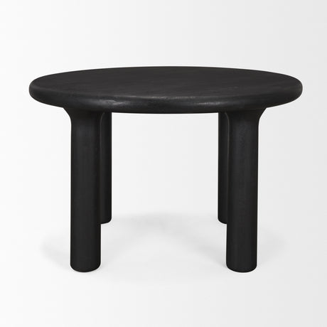 Soma Textured Black Mango Wood Round Dining Table from Mercana - Luna Furniture
