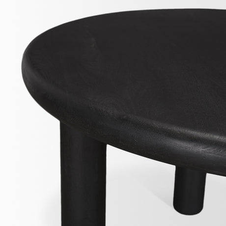 Soma Textured Black Mango Wood Round Dining Table from Mercana - Luna Furniture
