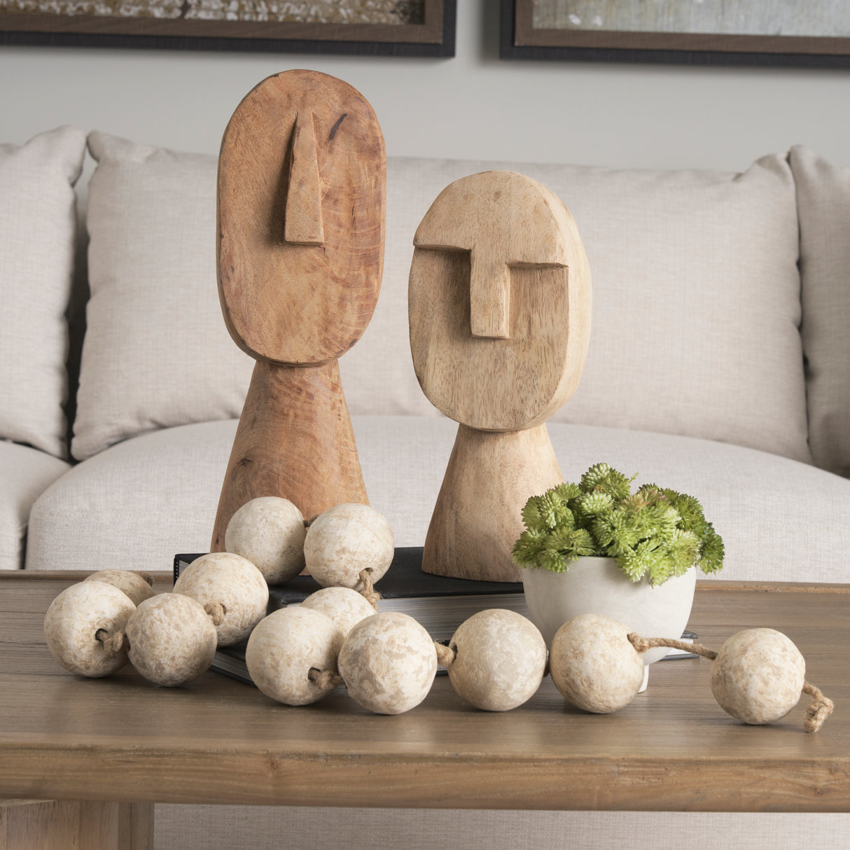 Ivan Large Wooden Head Sculpture from Mercana - Luna Furniture