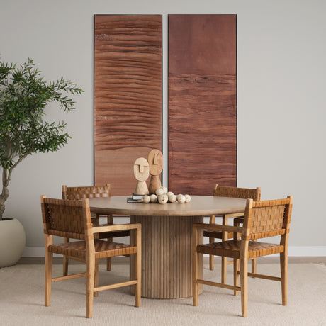 Shane Brown Wood w/ Woven Brown Leather Dining Armchair from Mercana - Luna Furniture