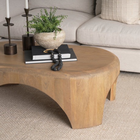 Shima Oval Light Brown Wood w/ Arched Legs Coffee Table from Mercana - Luna Furniture