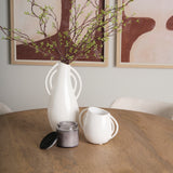 Urvi Short Off White Speckled Asymmetrical Ceramic Vase from Mercana - Luna Furniture