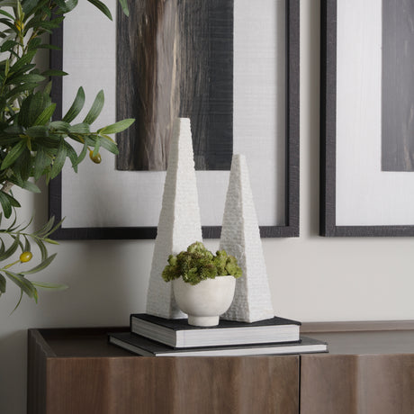 Pyramis White Rough Marble Obelisk 13" from Mercana - Luna Furniture