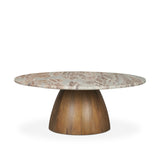 Allyson Round Brown Pedestal w/ Pink Marble Top Coffee Table from Mercana - Luna Furniture