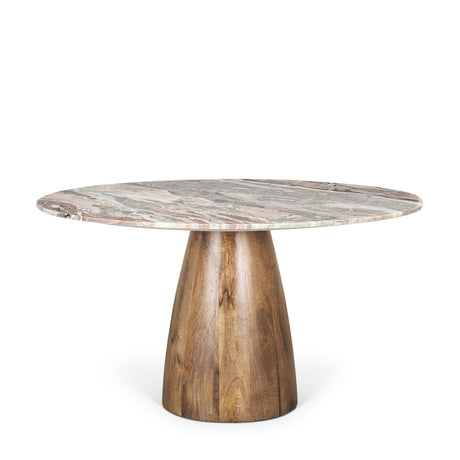 Allyson 54" Round Brown Pedestal w/ Pink Marble Top Dining Table from Mercana - Luna Furniture