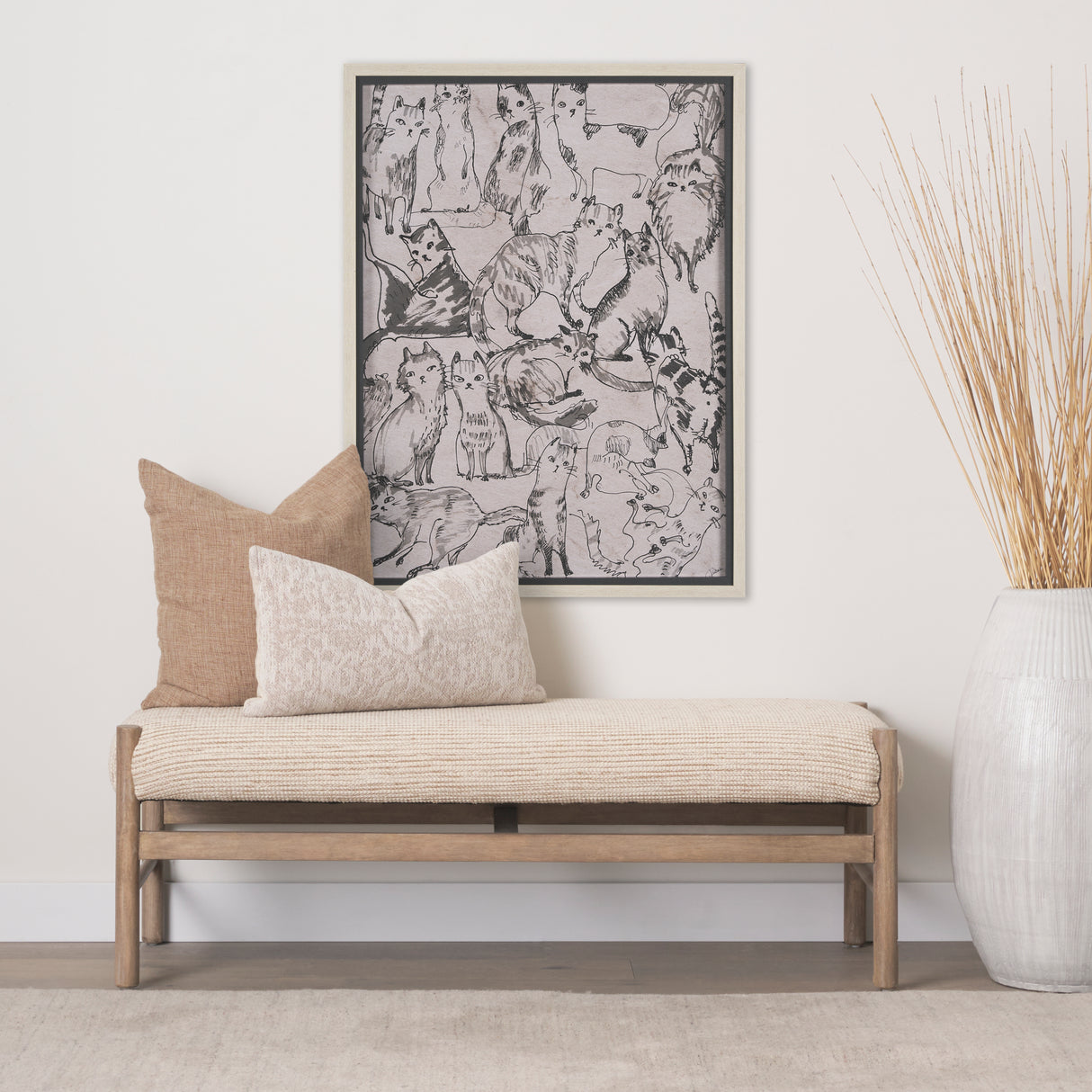 Cat Sketch by Mercana Studio a Hand Embellished Framed Art Print Matted under Glass from Mercana - Luna Furniture