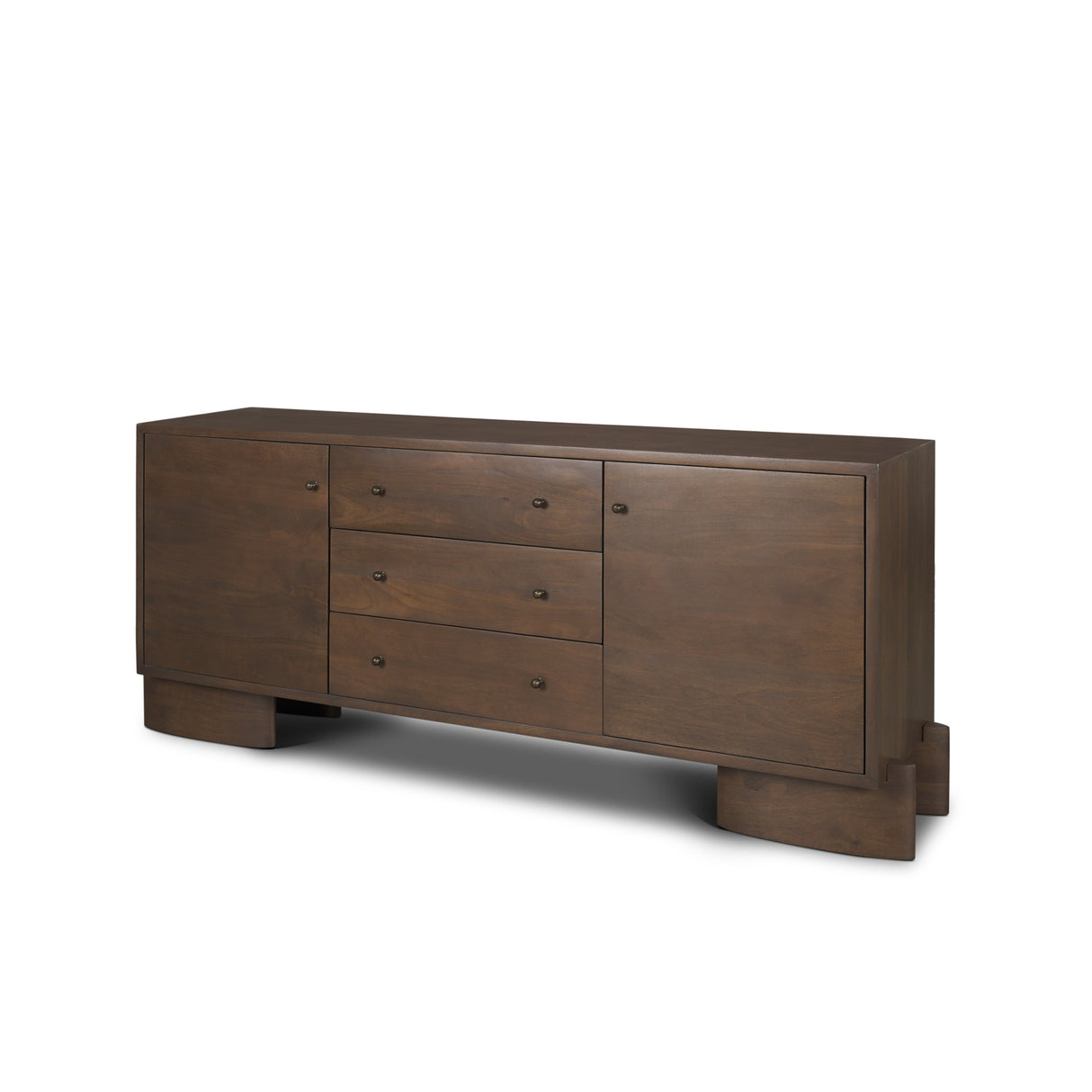 Jonan Dark Brown Wood w/ Dark Aged Brass 2 Door 3 Drawer Sideboard from Mercana - Luna Furniture