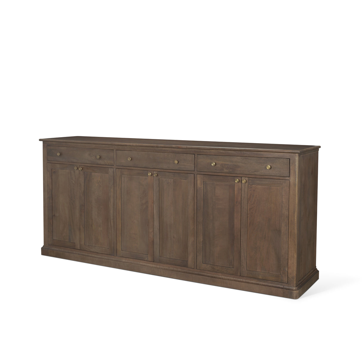 Baron Dark Brown Solid Wood w/ Antiqued Aged Brass Knobs 3-Drawer 6-Door Sideboard from Mercana - Luna Furniture