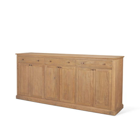 Baron Light Brown Solid Wood w/ Antiqued Brass Knobs 3-Drawer 6-Door Sideboard from Mercana - Luna Furniture
