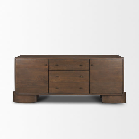 Jonan Dark Brown Wood w/ Dark Aged Brass 2 Door 3 Drawer Sideboard from Mercana - Luna Furniture