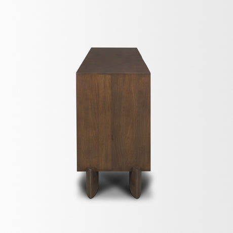 Jonan Dark Brown Wood w/ Dark Aged Brass 2 Door 3 Drawer Sideboard from Mercana - Luna Furniture