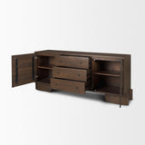 Jonan Dark Brown Wood w/ Dark Aged Brass 2 Door 3 Drawer Sideboard from Mercana - Luna Furniture