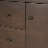 Jonan Dark Brown Wood w/ Dark Aged Brass 2 Door 3 Drawer Sideboard from Mercana - Luna Furniture