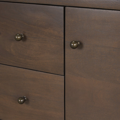 Jonan Dark Brown Wood w/ Dark Aged Brass 2 Door 3 Drawer Sideboard from Mercana - Luna Furniture