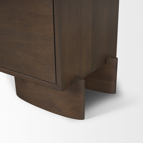 Jonan Dark Brown Wood w/ Dark Aged Brass 2 Door 3 Drawer Sideboard from Mercana - Luna Furniture