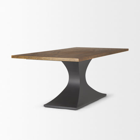 Maxton II 79x39 Rectangular Brown Solid Wood Top Dark Gunmetal Base Dining Table from Mercana - Luna Furniture