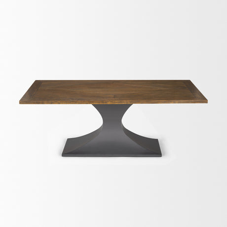 Maxton II 79x39 Rectangular Brown Solid Wood Top Dark Gunmetal Base Dining Table from Mercana - Luna Furniture