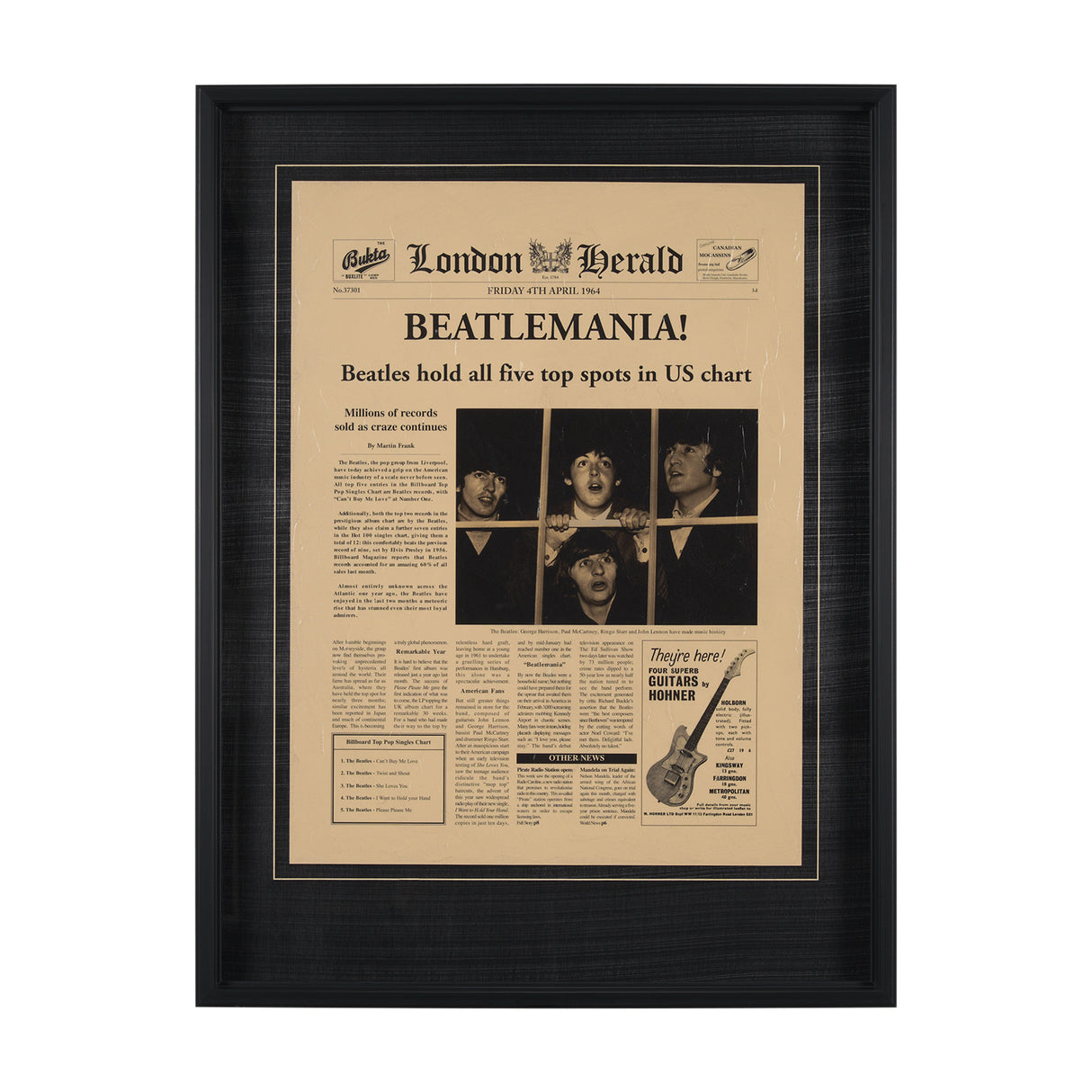 Beatlemania! by The Vintage Collection a Hand Embellished Framed Art Print Matted under Glass from Mercana - Luna Furniture
