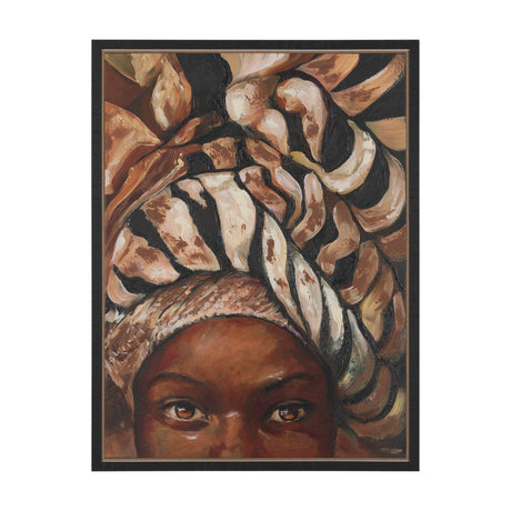 Mud Cloth Head Scarf I by Mercana Studio a Hand Embellished Textured Framed Canvas from Mercana - Luna Furniture