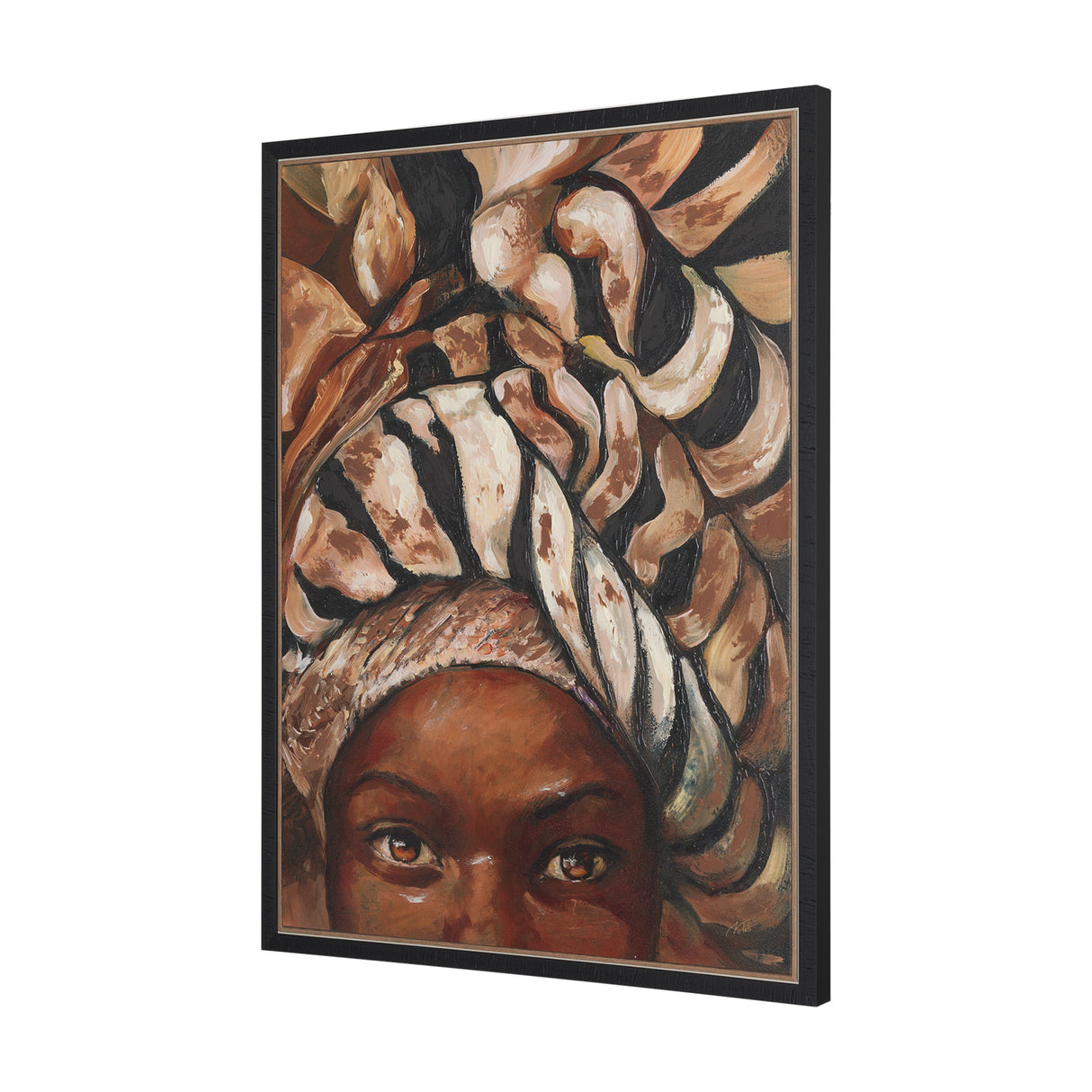 Mud Cloth Head Scarf I by Mercana Studio a Hand Embellished Textured Framed Canvas from Mercana - Luna Furniture