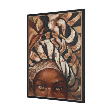 Mud Cloth Head Scarf I by Mercana Studio a Hand Embellished Textured Framed Canvas from Mercana - Luna Furniture