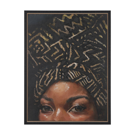 Mud Cloth Head Scarf II by Mercana Studio a Hand Embellished Textured Framed Canvas from Mercana - Luna Furniture