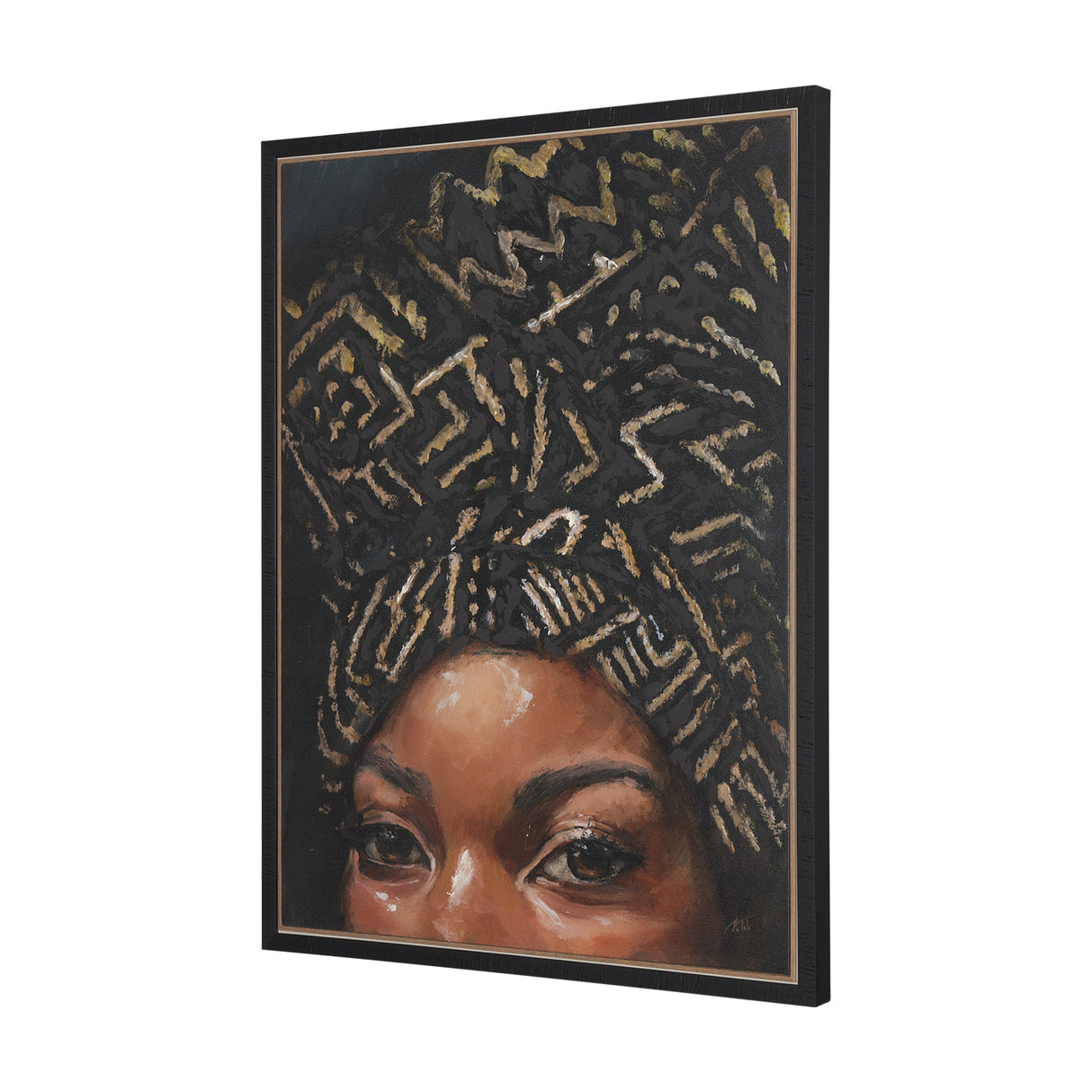 Mud Cloth Head Scarf II by Mercana Studio a Hand Embellished Textured Framed Canvas from Mercana - Luna Furniture