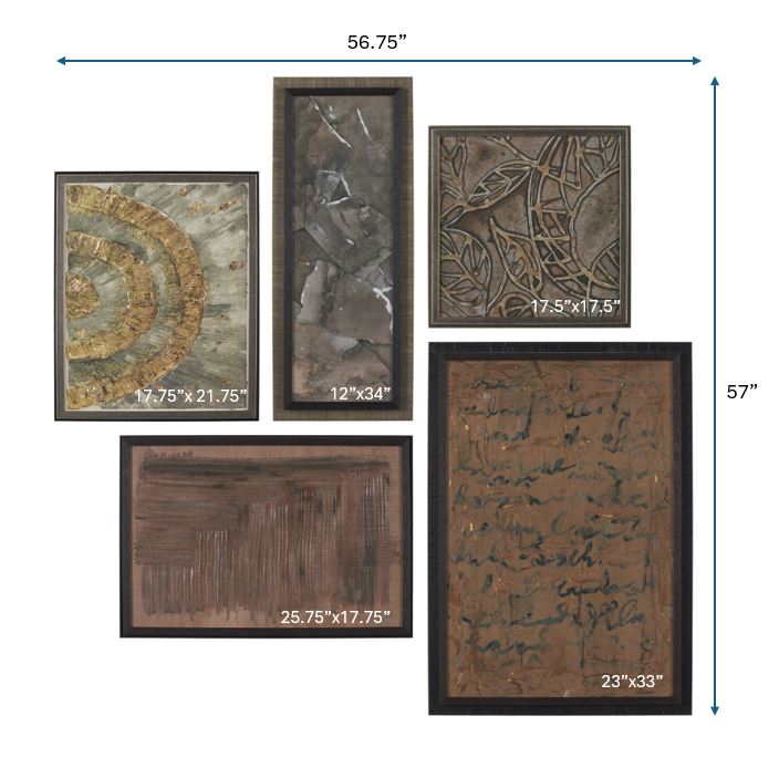 Ing (Set of 5) by Mercana Studio a Hand Embellished Framed Art Print from Mercana - Luna Furniture