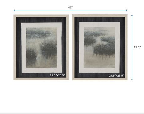 Water Grasses (Set of 2) by Mercana Studio a Hand Embellished Framed Art Print Matted under Glass from Mercana - Luna Furniture