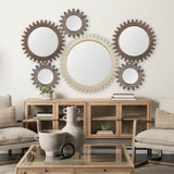 Cog Mirror 26" Round Brown Wood Frame Mirror from Mercana - Luna Furniture