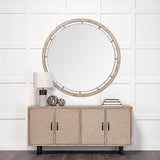 Sonance 54" Round Brown Wood Frame Mirror from Mercana - Luna Furniture
