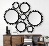 Alloy Cog 37" Round Black Metal Frame Mirror from Mercana - Luna Furniture